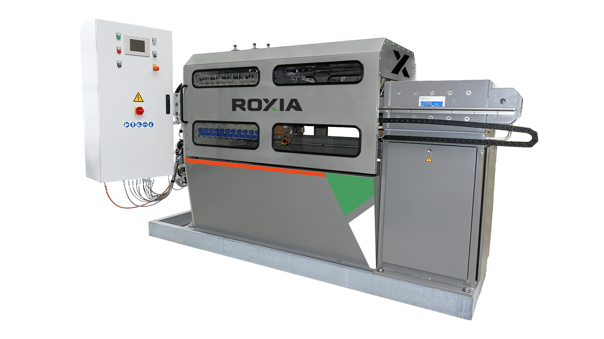 Roxia Smart Filter Press (SFP) es un filtro prensa automático. El tiene varias características nuevas e innovadoras que incluyen descarga de tortas totalmente automática.